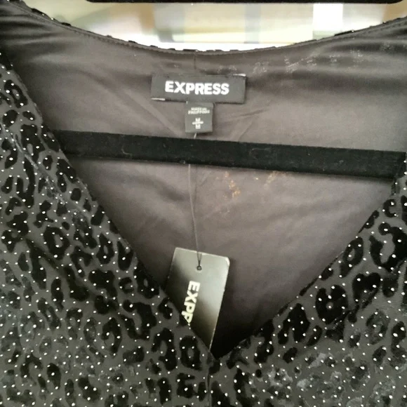 EXPRESS Metallic  Velvet V-neck Thong bodysuit - Picture 5 of 5